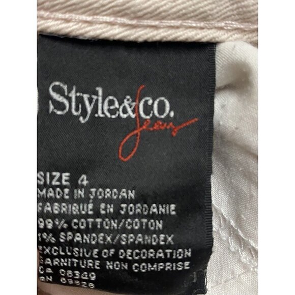 Style&Co Jeans 4 Womens Regular Size Pink Denim Crop Tummy Control Mid Rise Logo - Picture 6 of 12